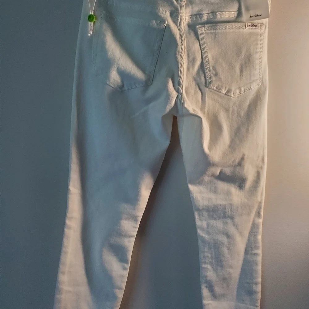 Sam Edleman The Kitten Mid Rise Distressed Hem Cropped Skinny White Jeans - Picture 9 of 11
